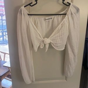 Abercrombie & Fitch Linen Front Tie Crop Top